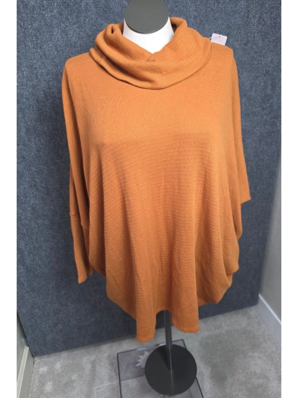 Lane Bryant Womens Plus Size 22/24 Rust Orange Knit Poncho Sweater With Cowl Nec